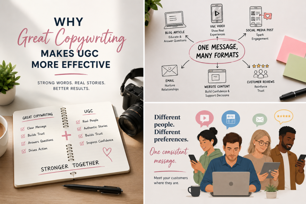 graphic showing how copywriting supports UGC
